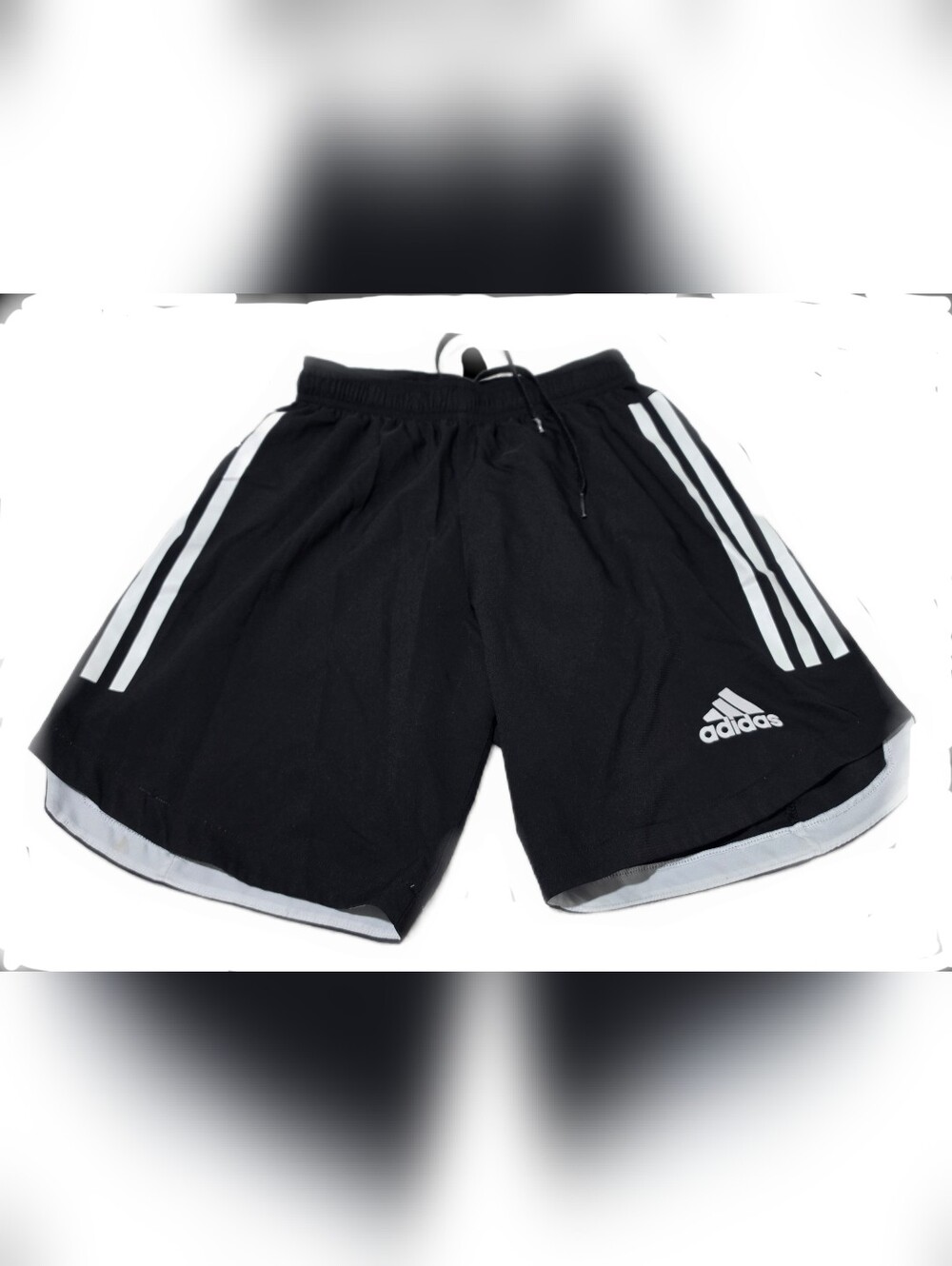 adidas Black Athletic Shorts with White Side Stripes